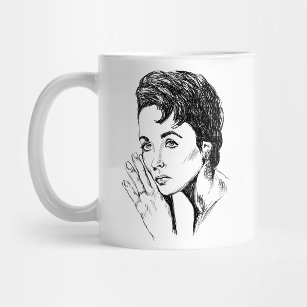 Liz Taylor Portrait by rachelsfinelines